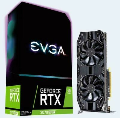 EVGA GeForce RTX 2070 SUPER BLACK GAMING, 08G-P4-3071-KR, 8GB GDDR6, PCIE, DisplayPort 1.4, HDMI 2.0b, HDCP 2.2