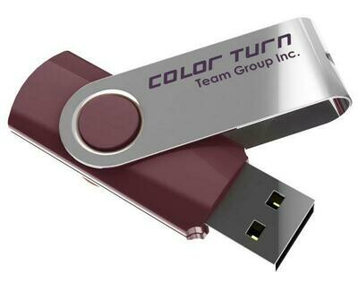 Team Group USB Drive 4GB, Colour Turn, USB2.0, Purple &amp; Silver, Rotating, Capless, 15MB/s Read*, 11g, Lifetime Warranty