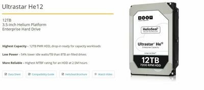 HGST 3.5&#39; 12TB 256MB 7200RPM HE12, SATA ULTRA 512E ISE, HUH721212ALE600 - 5yrs Warranty - Hitachi