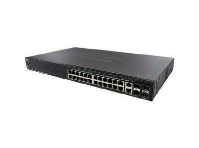 Cisco SG350X-24MP 24-Port Gigabit Stackable Managed Switch 24 PoE+ Ports 382 Watts 4 x 10 Gigabit Ethernet (2 x 10GBase-T/SFP+ combo + 2 x SFP+)