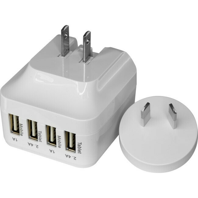 5V 6.8A FOUR USB CHARGER WHITE