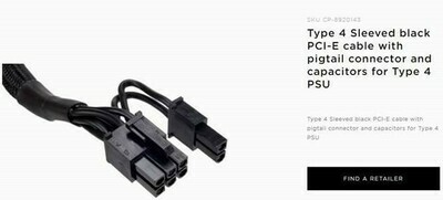 For Corsair CP-8920143 Type 4 Sleeved Black PCI-E Cable.