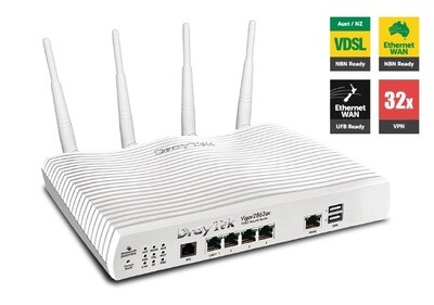 Draytek Vigor2862AC Multi WAN VDSL2/ADSL2+ Gigabit Firewall Router Wireless AC2000 3G/4G LTE USB 4xGigabit LAN 32xVPN Tunne 16xVLAN 2y ~MOD-DV2860AC