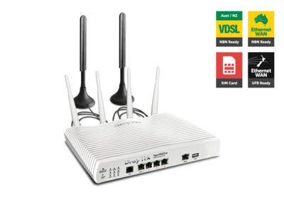 Draytek Vigor2862LAC Multi WAN VDSL2/ADSL2+ Gigabit Firewall Router VoIP Wireless AC2000 3G/4G LTE SIM 4xGigabit LAN 32xVPN 16xVLAN 2yr ~MOD-DV2860LAC
