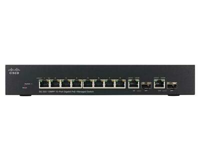 Cisco SG350-10MP 10-Port Gigabit Managed Switch 8 PoE+ Ports 128 Watts 2 GbE &amp; 2 combo Gb SFP Slots