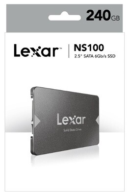 Lexar NS100 240GB 2.5&#39; SATA SSD - 520MB/s Read Shock/Vibration Resistant DASH Software 3yr Warr.
