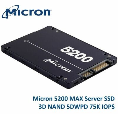 Micron 5200 MAX 480GB 2.5&#39; SATA3 6Gbps 7mm Server Data Centre SSD 3D TLC NAND 540R/460W MB/s 93K/70K IOPS 5DWPD 3 Mil hrs 5yrs Crucial