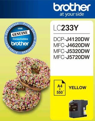 Brother LC233YS Yellow Ink Cartridge - DCP-J4120DW/MFC-J4620DW/J5320DW/J5720DW