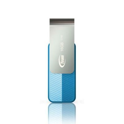 Team Group USB Drive 16GB, C142, USB2.0, Blue &amp; Silver, Rotating, Capless, 15MB/s Read*, 15g, Lifetime Warranty