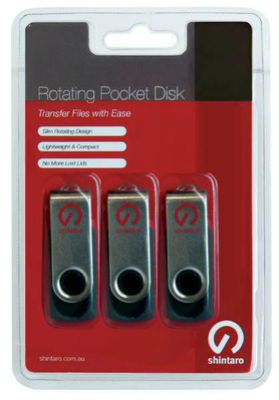 Shintaro 4GB Rotating Pocket Disk 3 Pack USB2.0