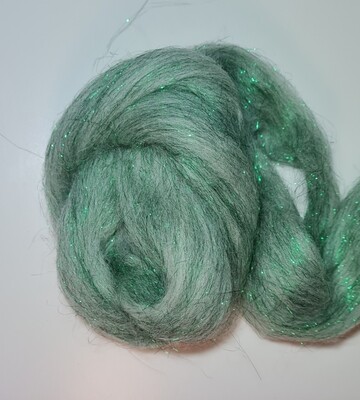 Kammzug glitter/grün weiß| Spinnfaser World of Wool