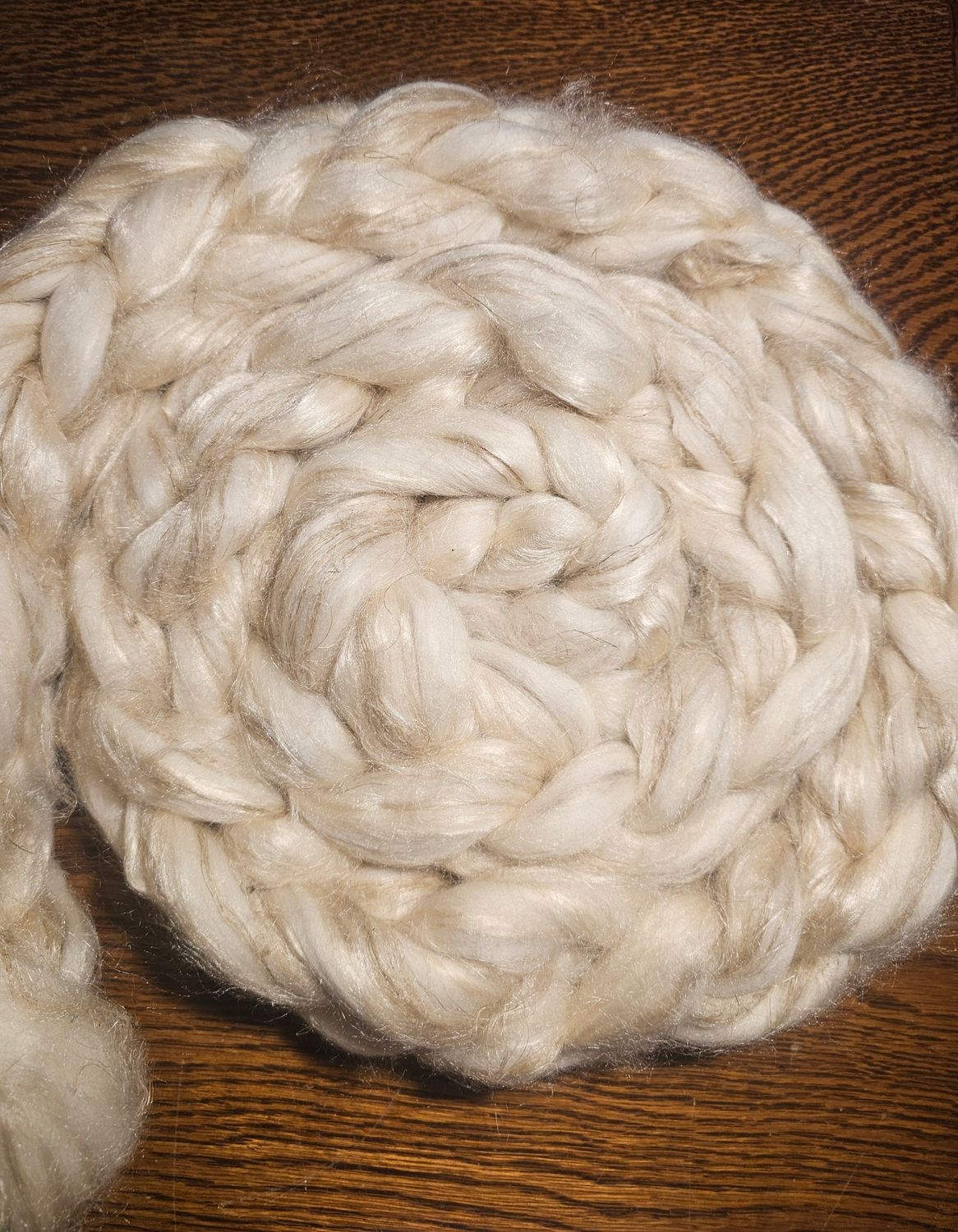 Kammzug -Merino / Tussah Seide / Naturleinen/Leinen-