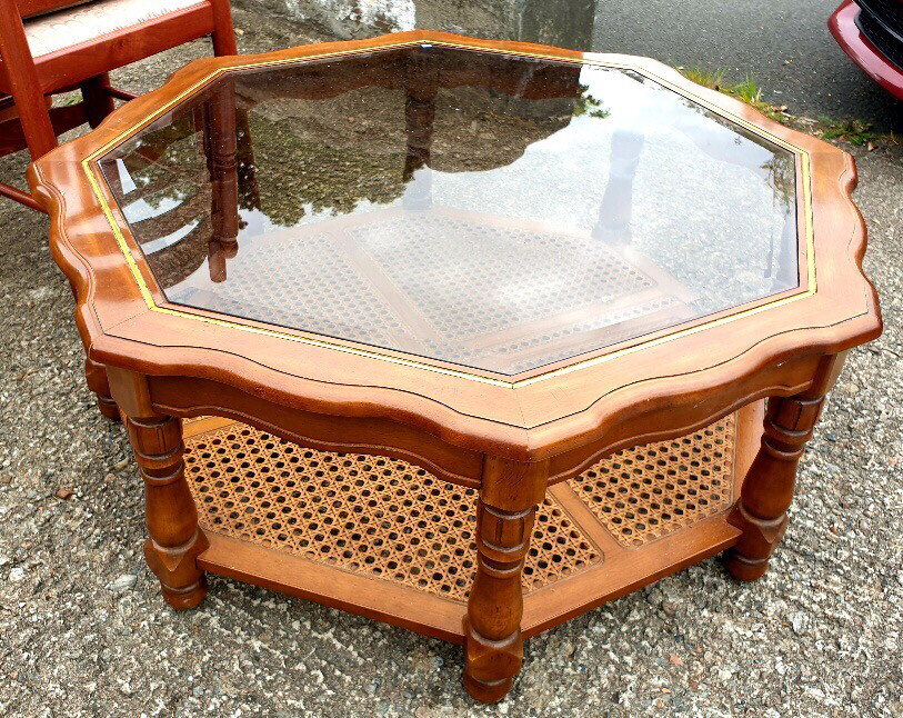 Octagonal Glass Topped Coffee/Occasional Table