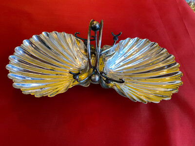 Silver Plated Twin Scallop Dish - EPNS Late Victorian