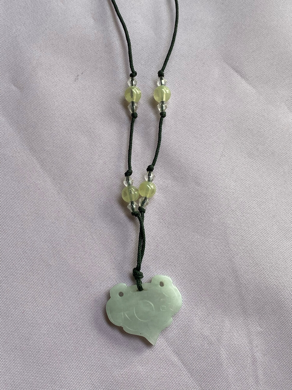 Hand Made Jade Necklace On Simple String