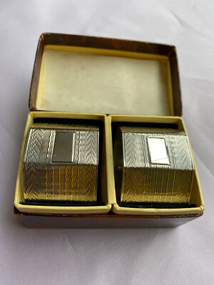 Silver Napkin Rings Pair - In Original Box Hallmarked 1946
