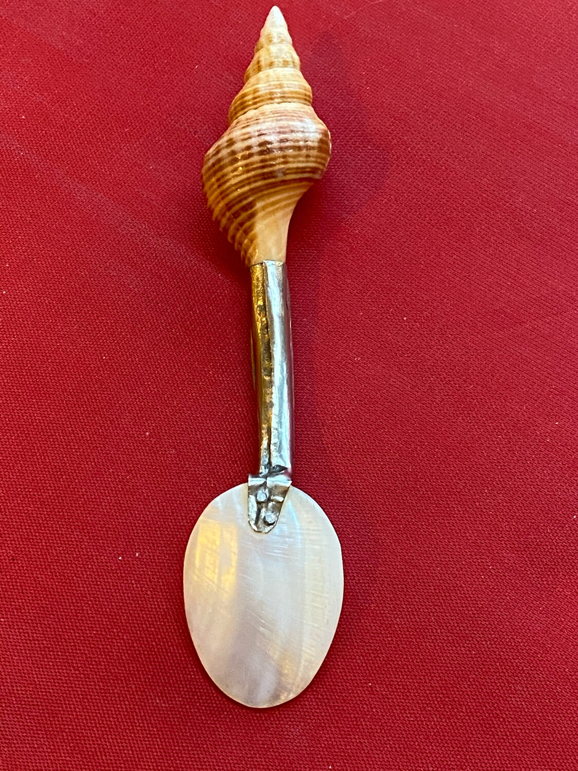 Hand Made Spoon With Shell Handle End & Mother Of Pearl Spoon