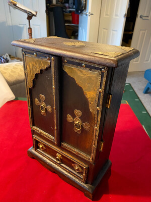 Rustic antique jewellery box or cabinet. Asian origin crude yet elegant