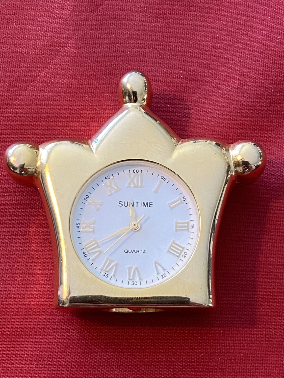 Miniature Mantle Clock in Polished Brass - Quartz, mid 80's