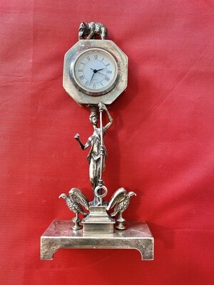 Very Rare .925 Silver Miniature Mantle Clock with Quartz Clock