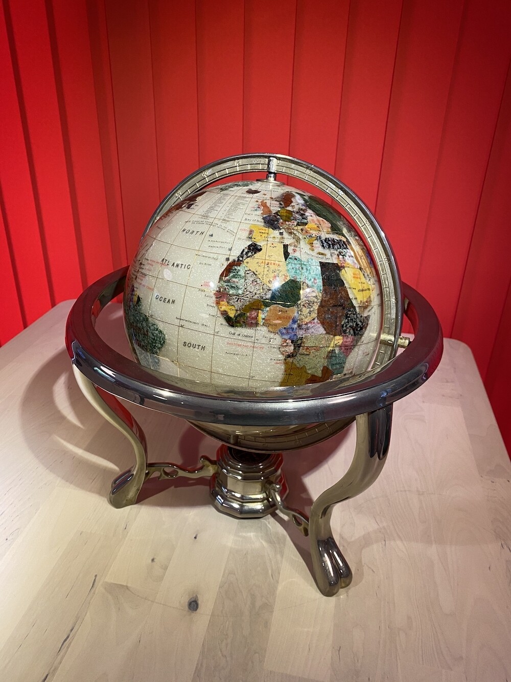 Stunning Gemstone Desk Globe with Compass