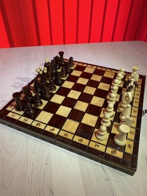Hand Carved Chess Pieces and Board - modern