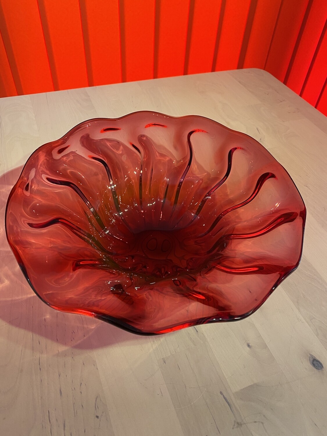Broad Cranberry Glass Bowl