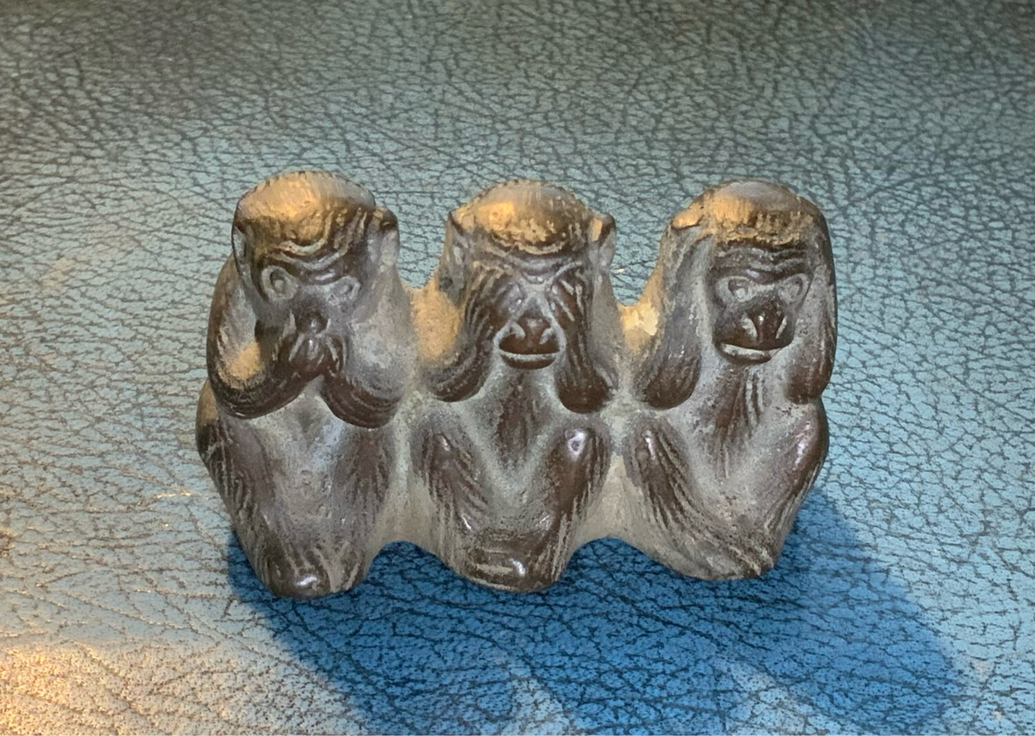 Japanese Solid Bronze  3 Wise Monkeys Figurine