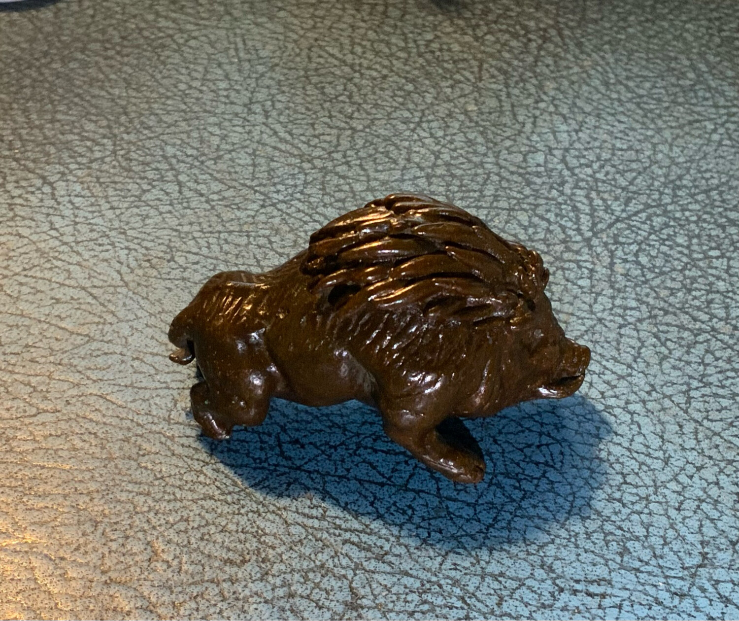 Japanese Solid Bronze Warthog Figurine - Stunning Quality