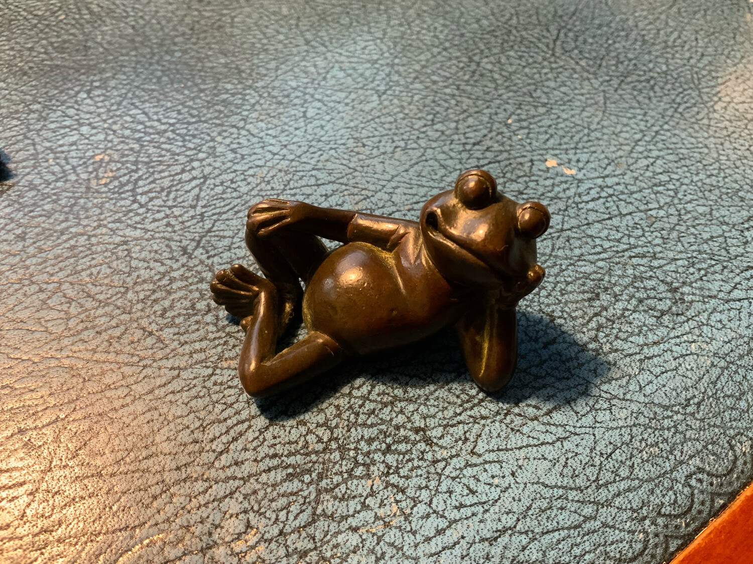 Japanese Solid Bronze Frog Figurine