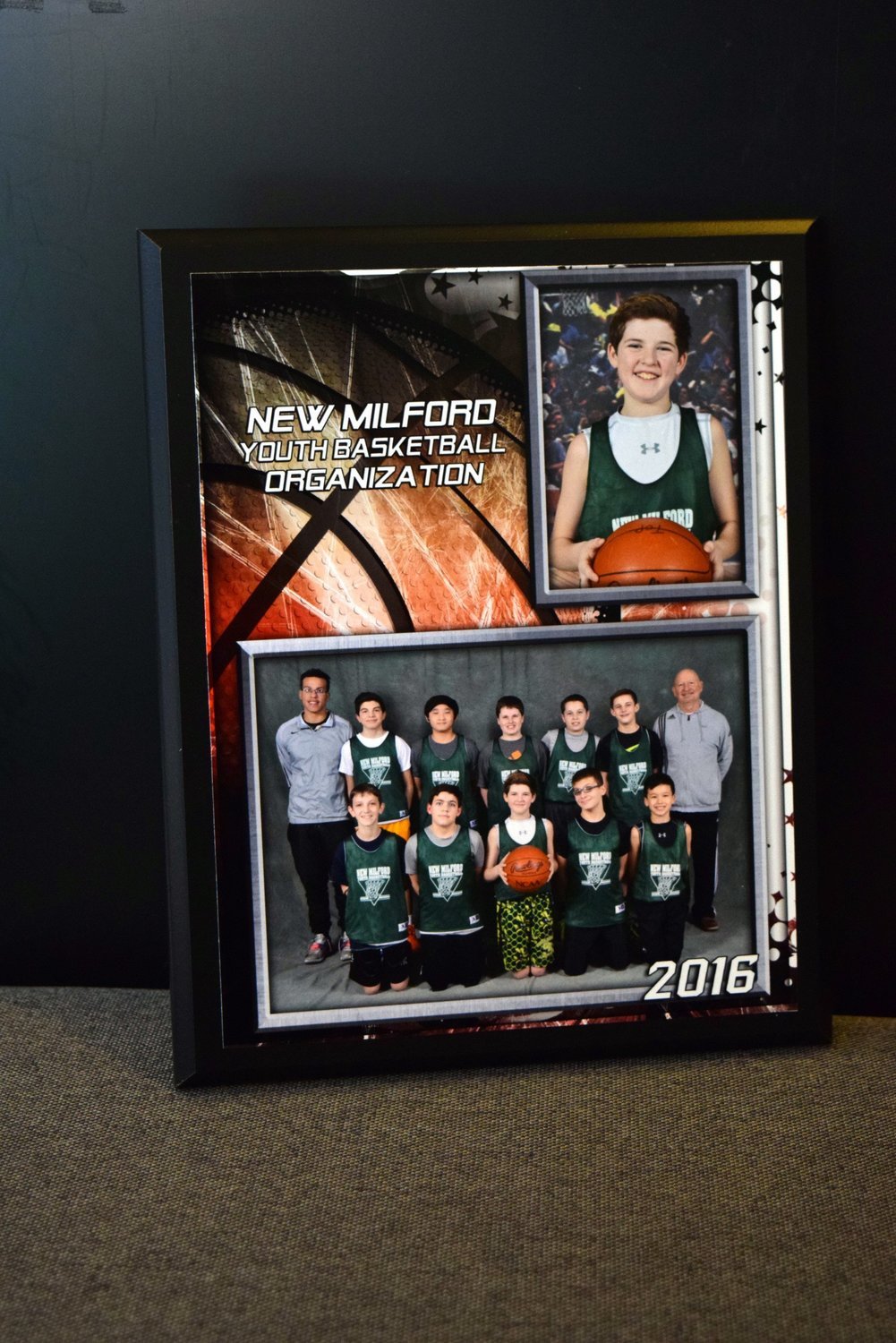 Plaque- Individual and team photo displayed