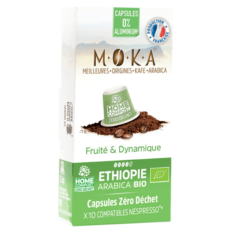10 capsules -  Zéro déchet - HOME COMPOST - compatibles Nespresso® - Arabica Bio d'Ethiopie