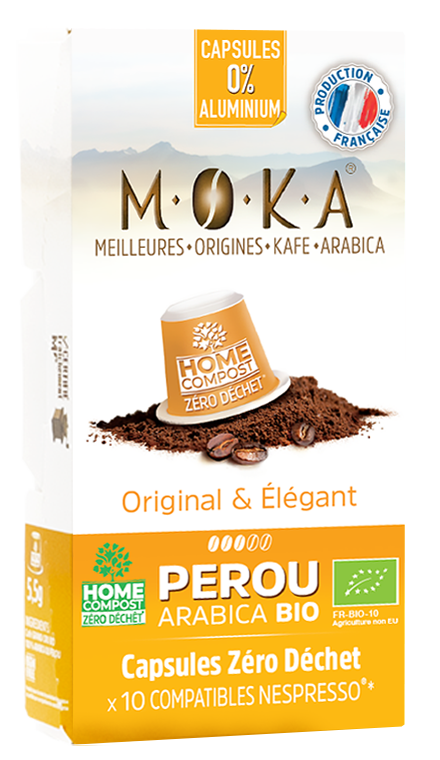 MOKA - 10 capsules - Zéro déchet - HOME COMPOST - compatibles Nespresso® -  Arabica Bio du Pérou