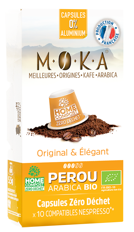 10 capsules -  Zéro déchet - HOME COMPOST - compatibles Nespresso® - Arabica Bio du Pérou