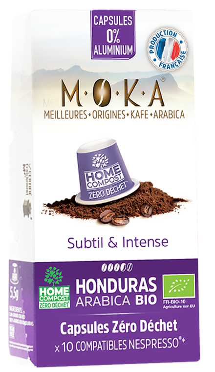 10 capsules - Zéro déchet - HOME COMPOST - compatibles Nespresso® - Arabica Bio du Honduras