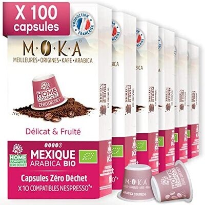 100 capsules - Zéro déchet - HOME COMPOST - compatibles Nespresso® - Arabica Bio du Mexique