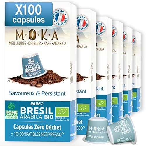 100 capsules -  Zéro déchet - HOME COMPOST - compatibles Nespresso® - Arabica Bio Brésil
