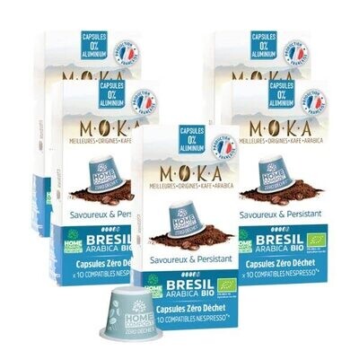 50 capsules - Zéro déchet - HOME COMPOST - compatibles Nespresso® - Arabica bio du Brésil
