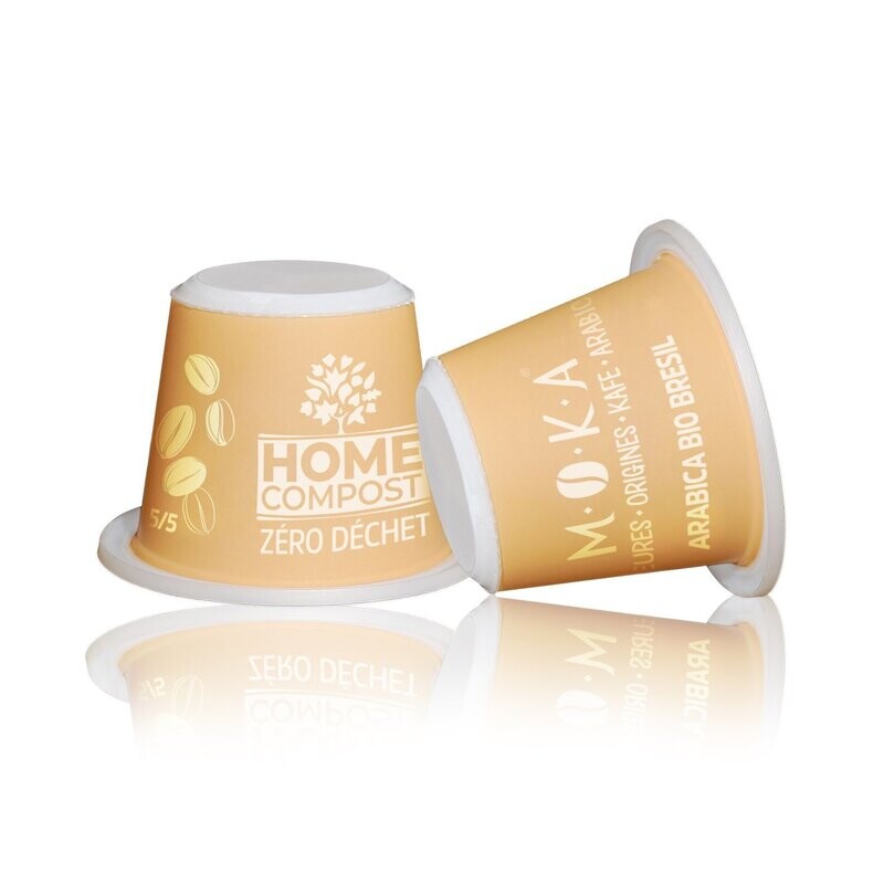 MOKA - 150 Capsules Biodégradables Home Compost Compatibles Nespresso® Zéro Déchet – Café 100% Arabica Bio Du Pérou