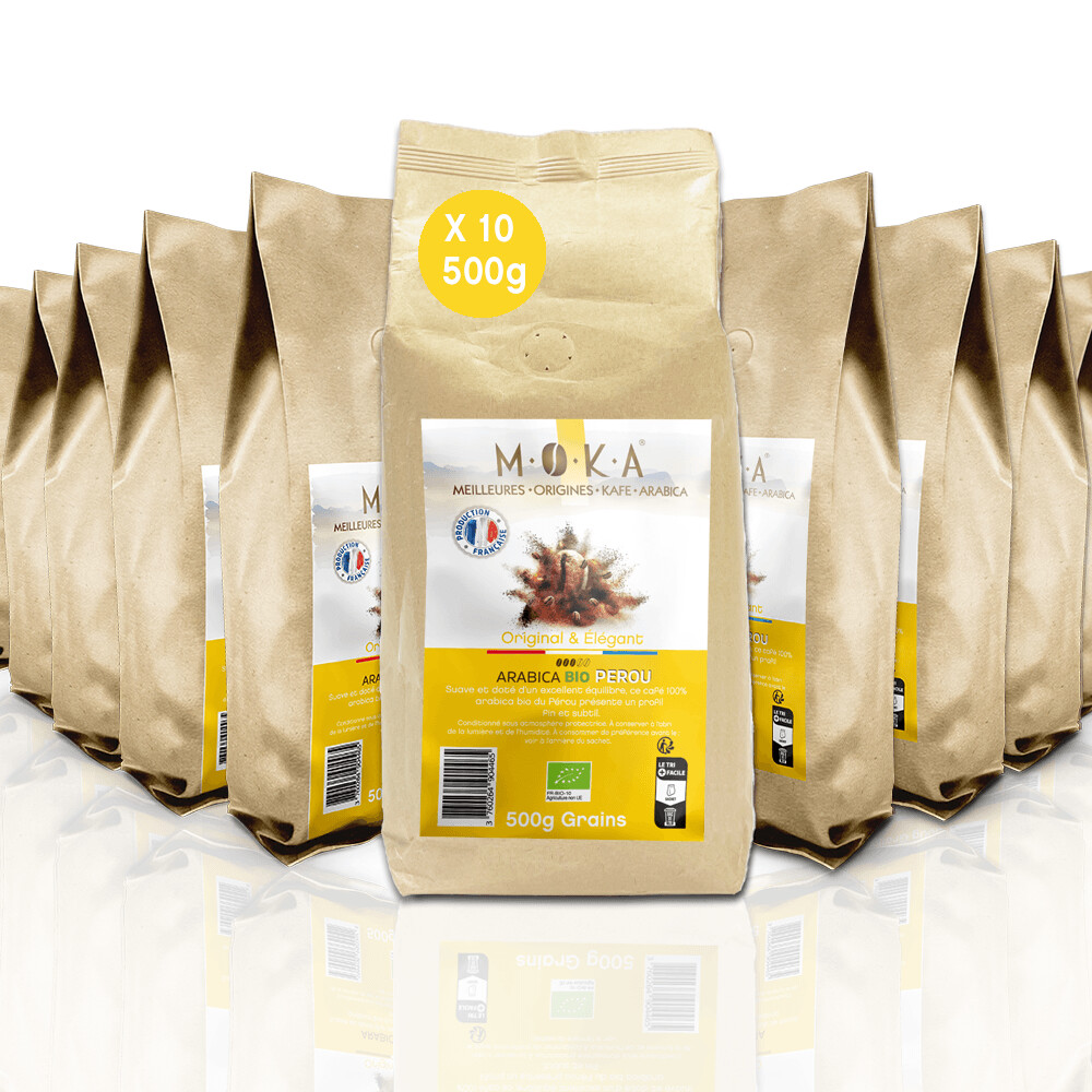 Café en Grains - 10x 500 gr - Arabica Bio Pérou