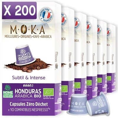 MOKA - Lot de 200 capsules - Café 100% Arabica bio Du Honduras