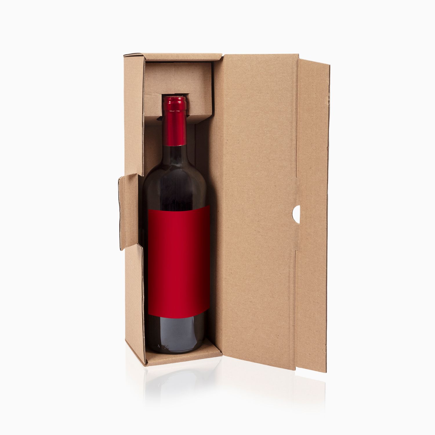 Scatola per 1 bottiglia bordolese onda bassa avana neutra 33x9x9 cm