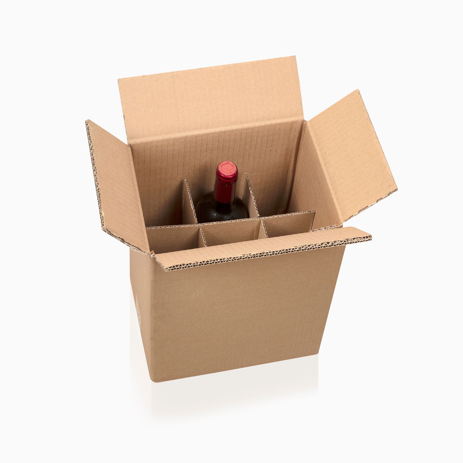 Scatola da 6 bottiglie bordolese 750 cl con alveare doppia onda BC avana 24,5x16,5x31,5 cm