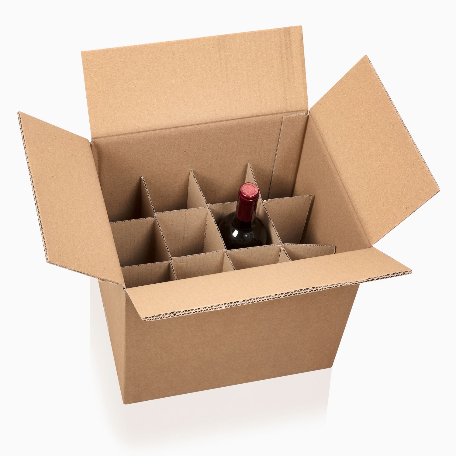Scatola da 12 bottiglie bordolese 750 cl con alveare doppia onda BC avana 33,24,5x31,5 cm