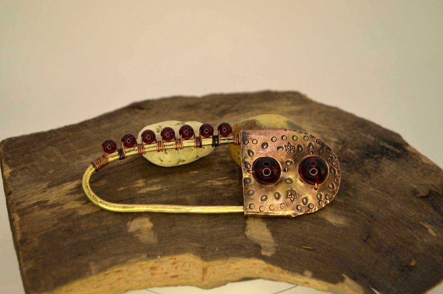 Agrafka handmade miedź mosiądz