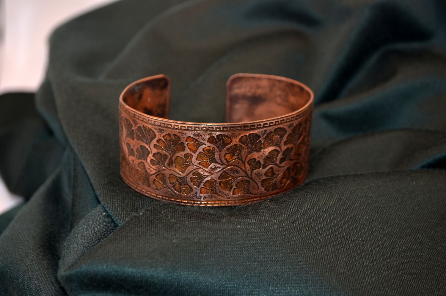 Miedziana bransoleta „Miłorząb”