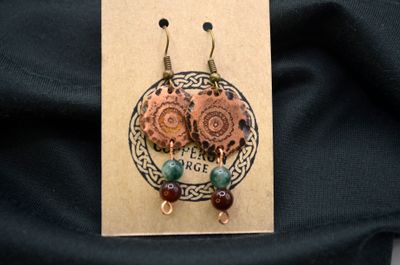 Kolczyki miedziane z agatami