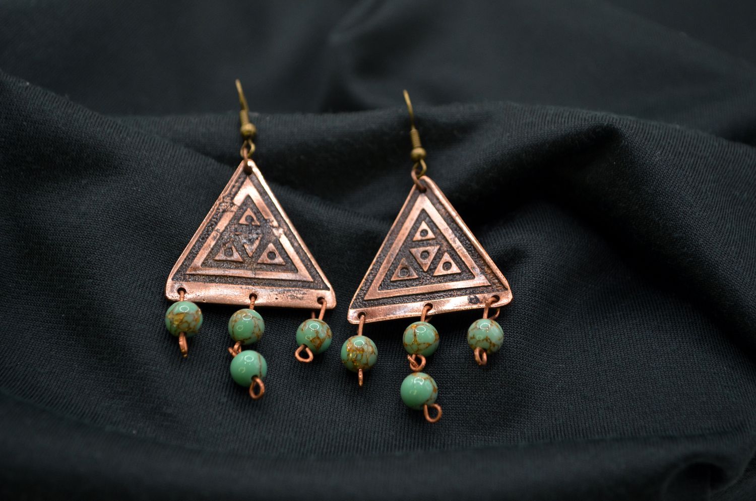 Kolczyki miedziane z turkusem