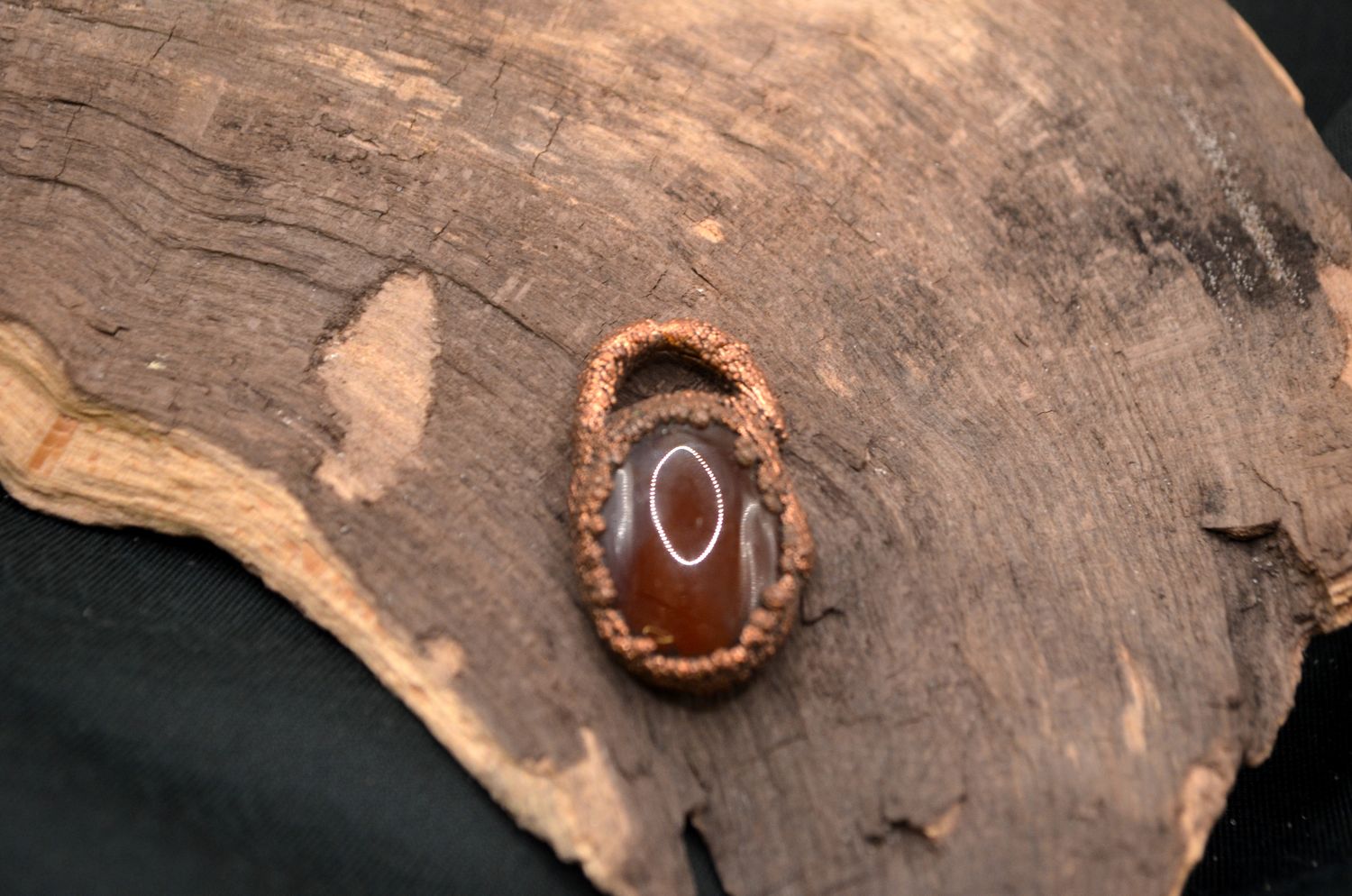 Zawieszka z agatem – miedź (elektroformowanie)