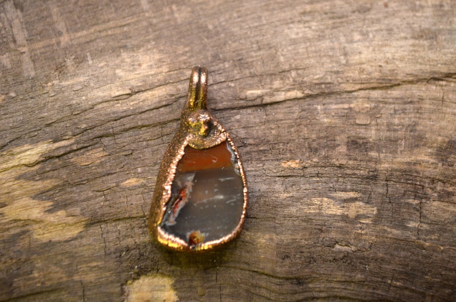 Zawieszka z agatem – miedź (elektroformowanie)